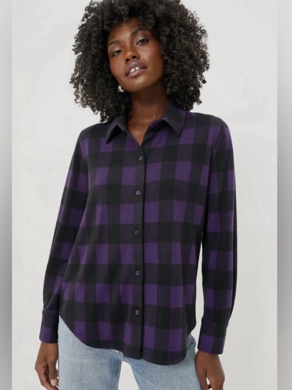 Tuckernuck Chandler Flannel Button Down Shirt Purple Aubergine Check Size Small
